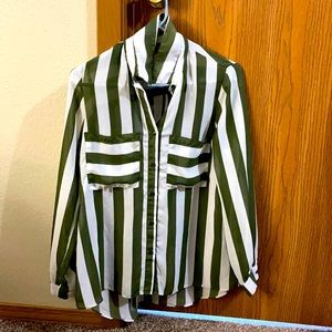 Green and white blouse